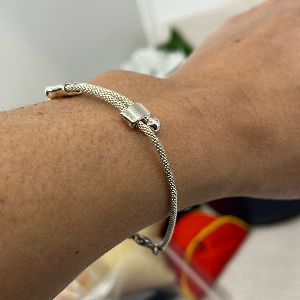 Vintage Monet Silver-Tone Mesh Bracelet - 7.25” - Picture 2 of 14